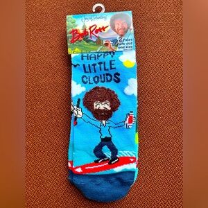 BUY NOW Bob Ross Happy Little Clouds Low Cut Novelty Socks Men 8-12 Women 9-14
